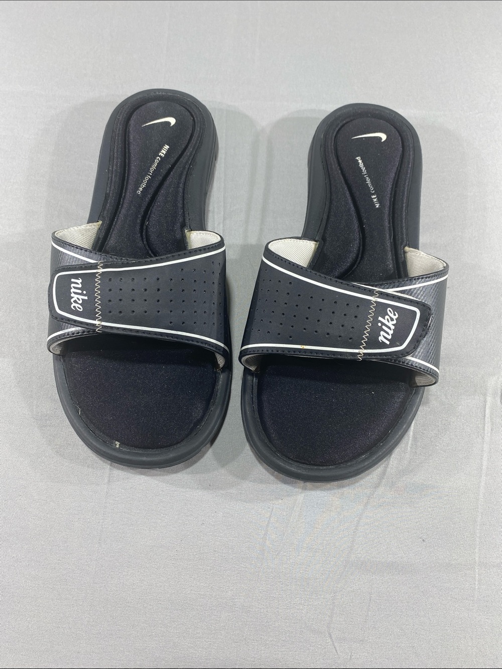 Nike Black Slide Sandals with White Accents